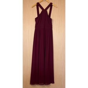 Lulus Air of Romance Burgundy Maxi Dress Size Small Halter Georgette Fabric
